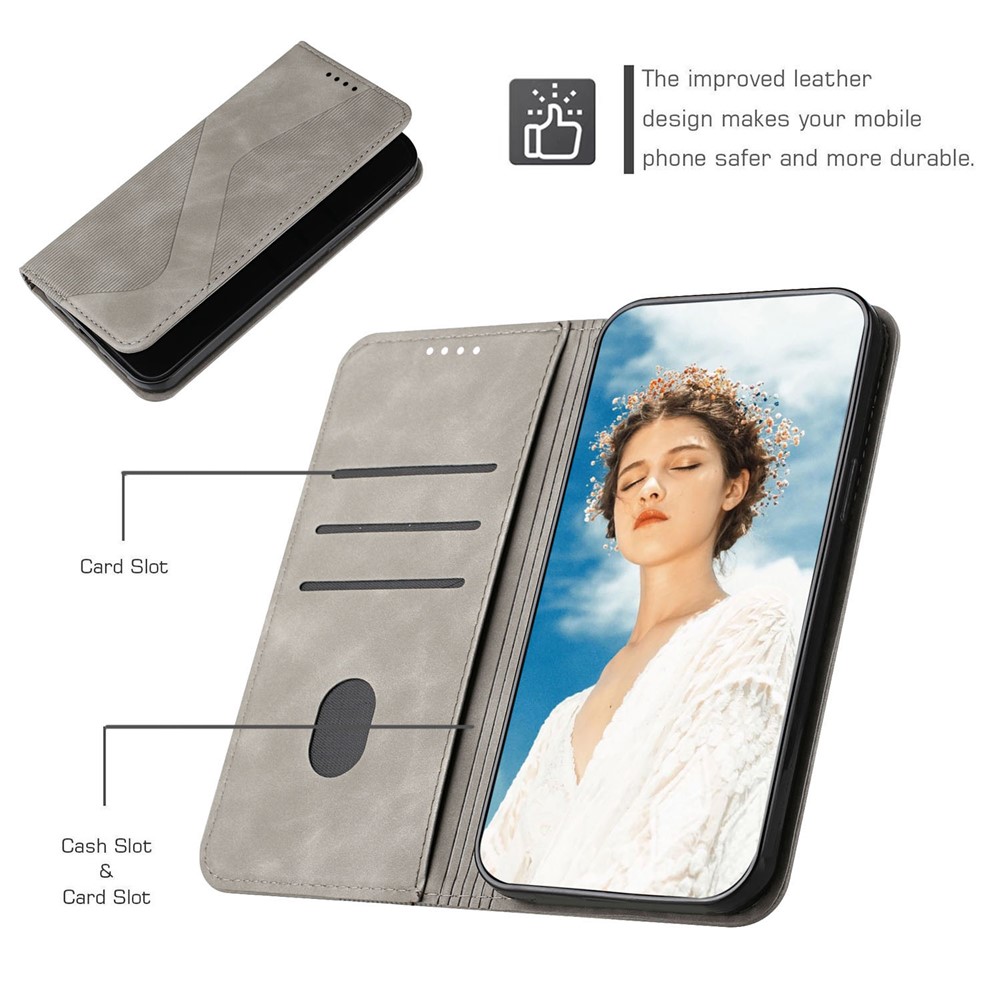 Phone Cover Business Style Skin-touch Feel Wallet Design Case with Stand for Motorola Moto E30/E40 - Grey-7
