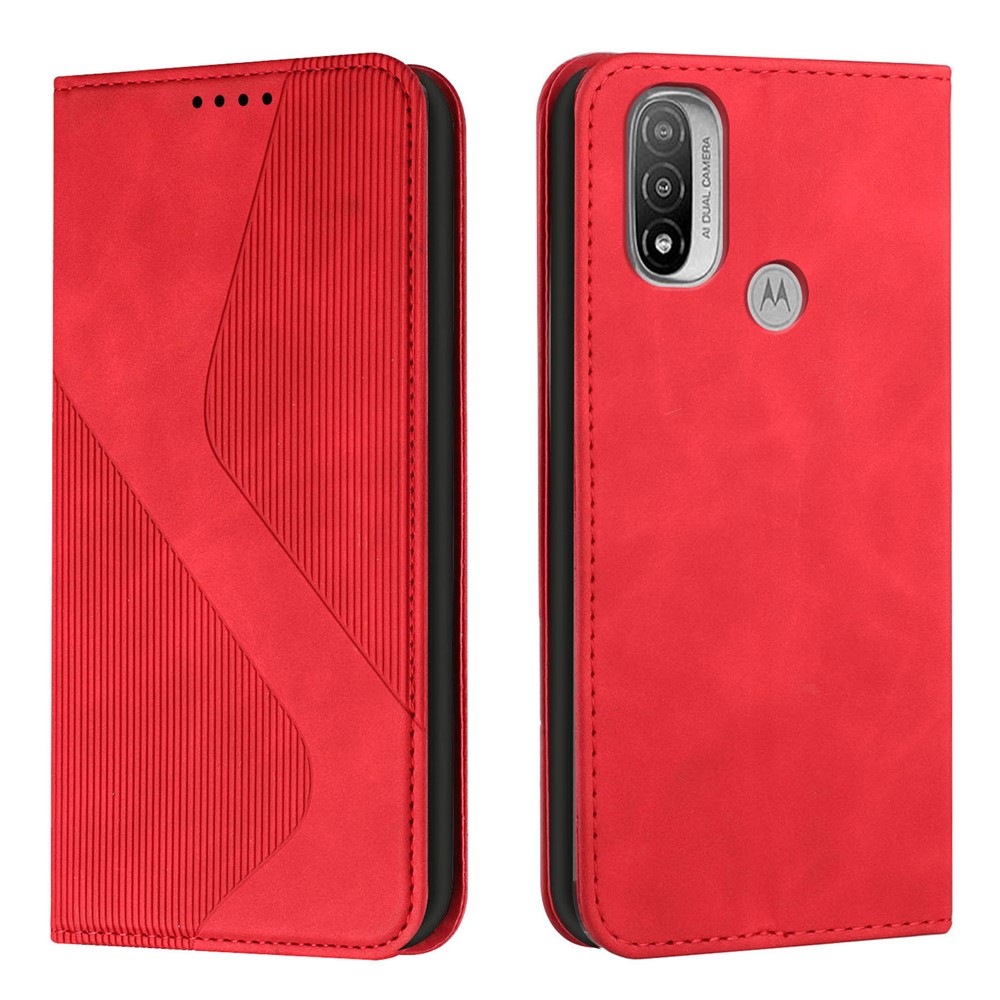 Phone Cover Business Style Skin-touch Feel Wallet Design Case with Stand for Motorola Moto E30/E40 - Red-1