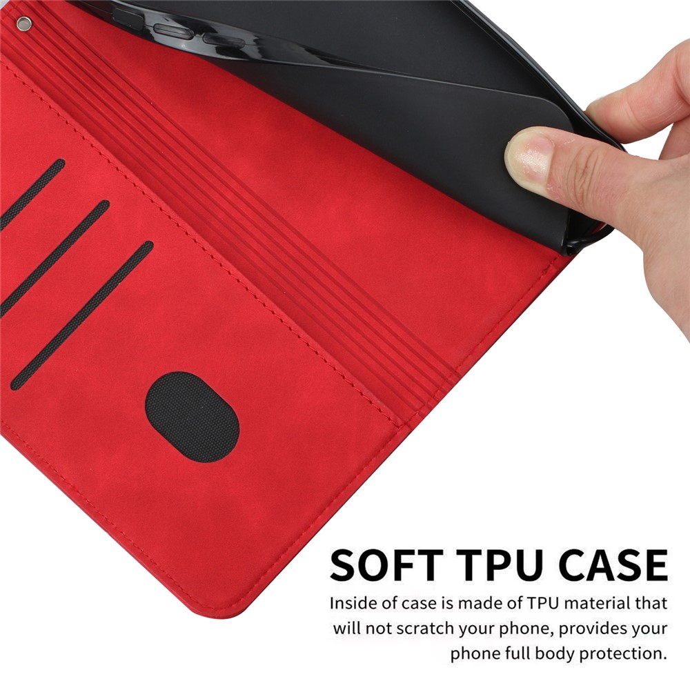 Phone Cover Business Style Skin-touch Feel Wallet Design Case with Stand for Motorola Moto E30/E40 - Red-10
