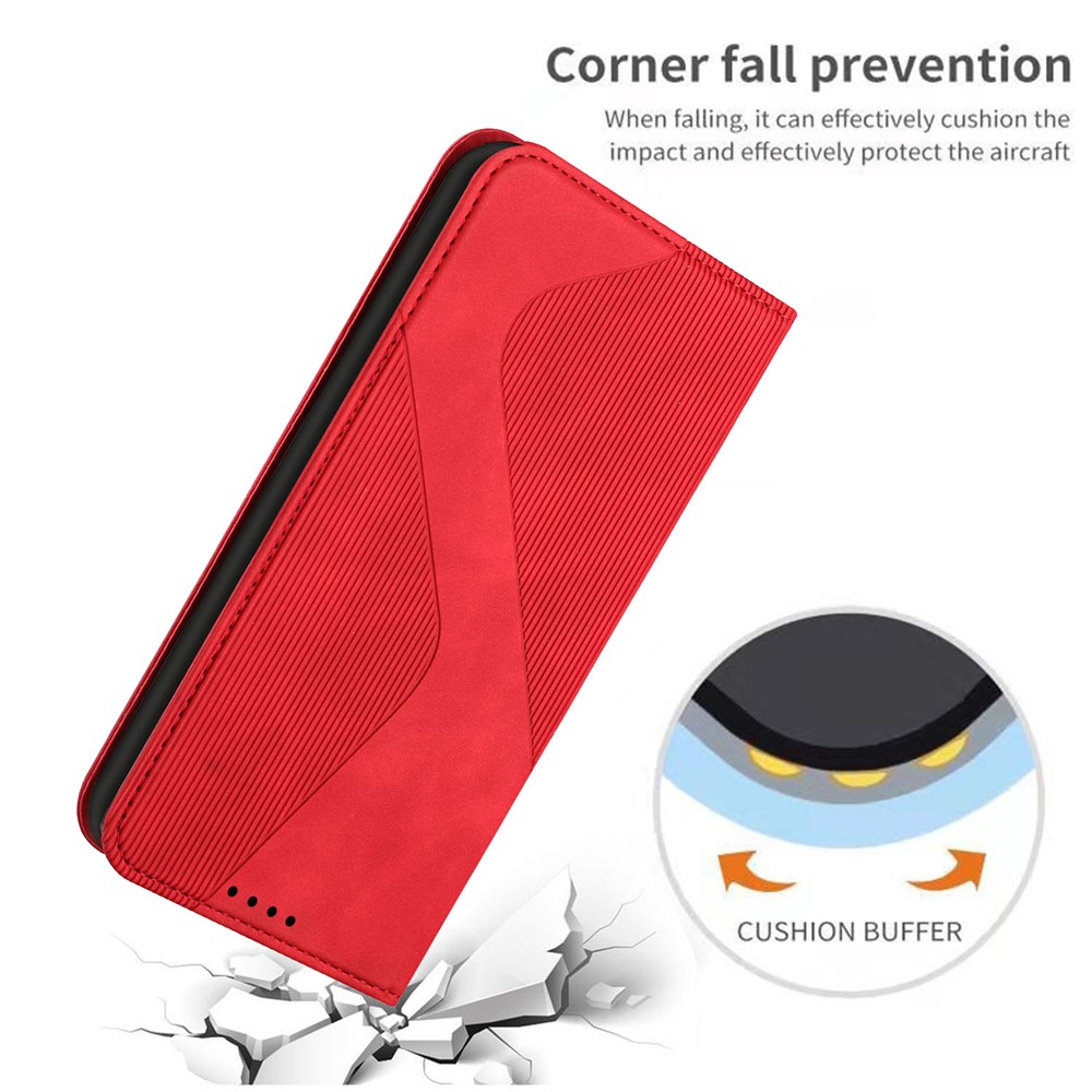 Phone Cover Business Style Skin-touch Feel Wallet Design Case with Stand for Motorola Moto E30/E40 - Red-9