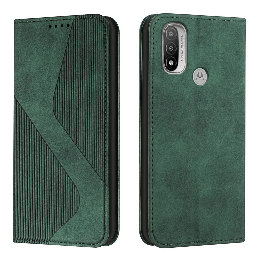 Phone Cover Business Style Skin-touch Feel Wallet Design Case with Stand for Motorola Moto E30/E40 - Green-1