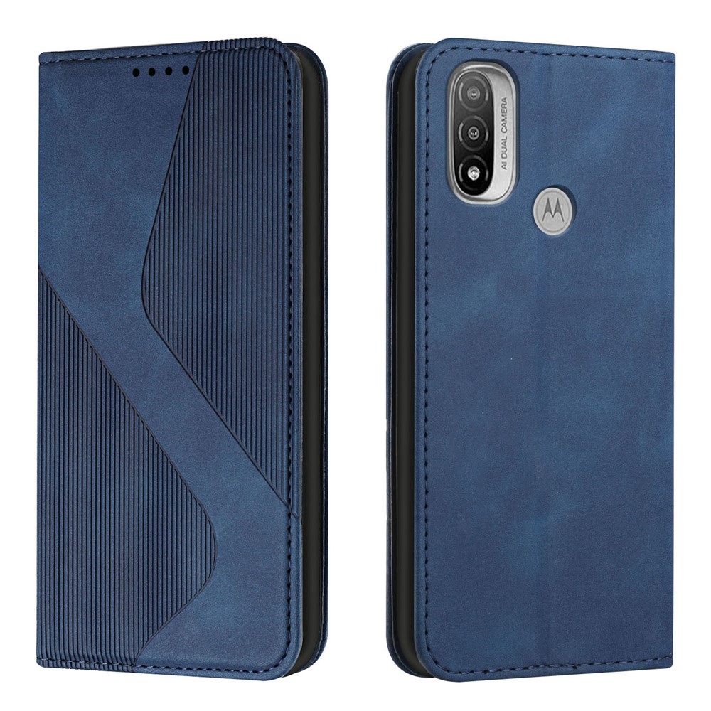 Phone Cover Business Style Skin-touch Feel Wallet Design Case with Stand for Motorola Moto E30/E40 - Blue-1