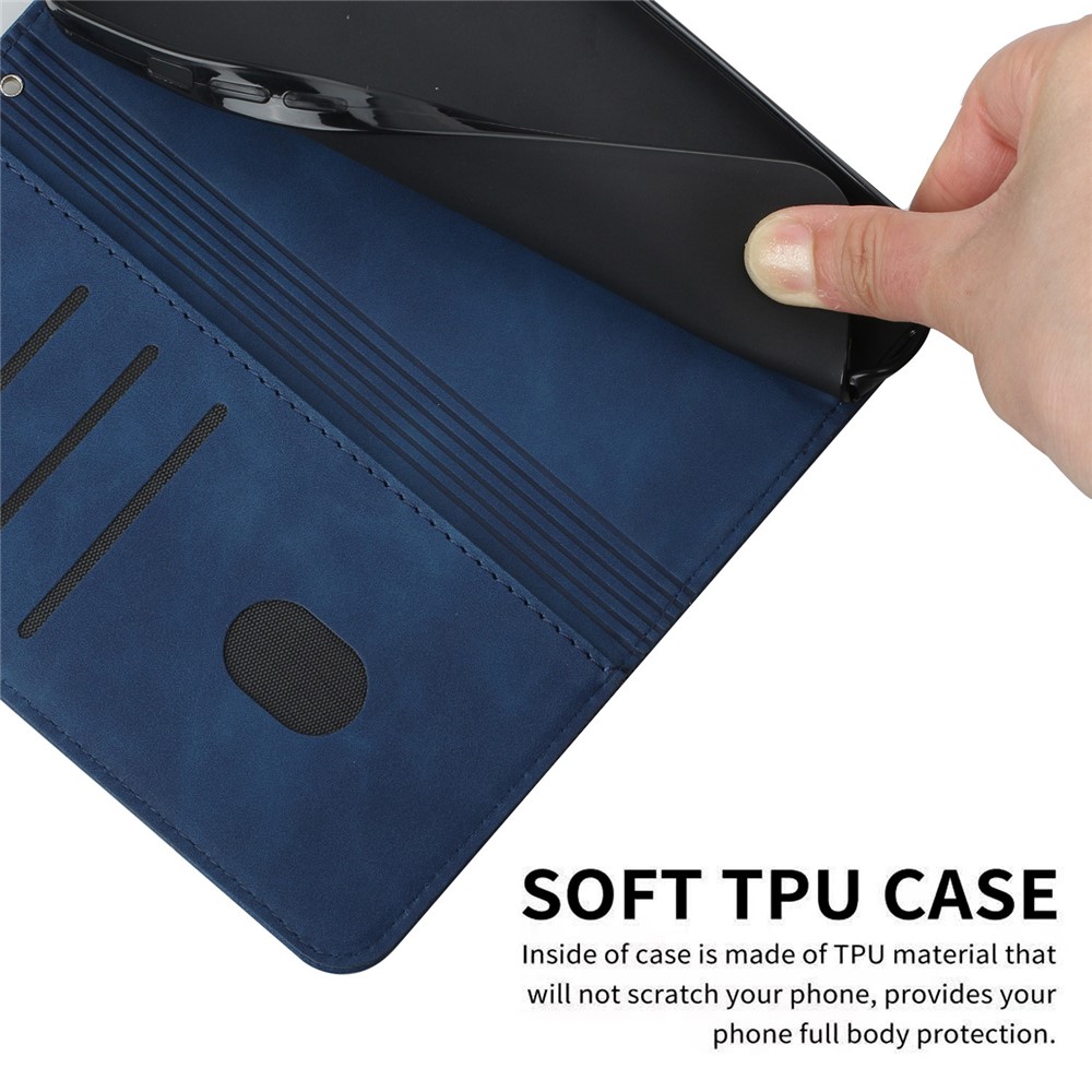 Phone Cover Business Style Skin-touch Feel Wallet Design Case with Stand for Motorola Moto E30/E40 - Blue-10