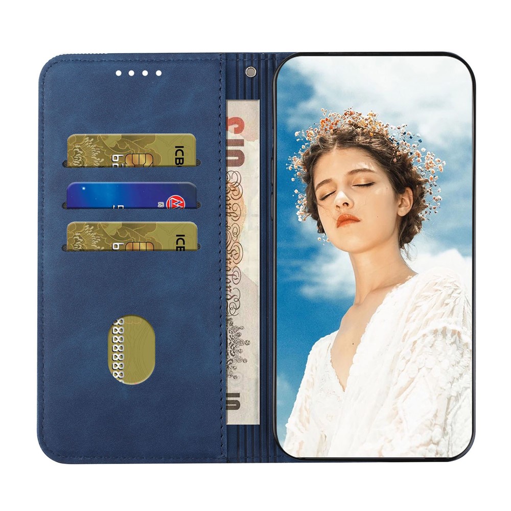 Phone Cover Business Style Skin-touch Feel Wallet Design Case with Stand for Motorola Moto E30/E40 - Blue-5