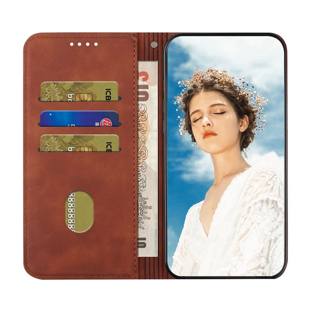 Phone Cover Business Style Skin-touch Feel Wallet Design Case with Stand for Motorola Moto E30/E40 - Brown-5