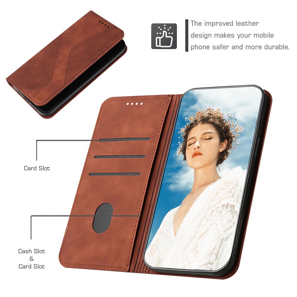 Phone Cover Business Style Skin-touch Feel Wallet Design Case with Stand for Motorola Moto E30/E40 - Brown-7