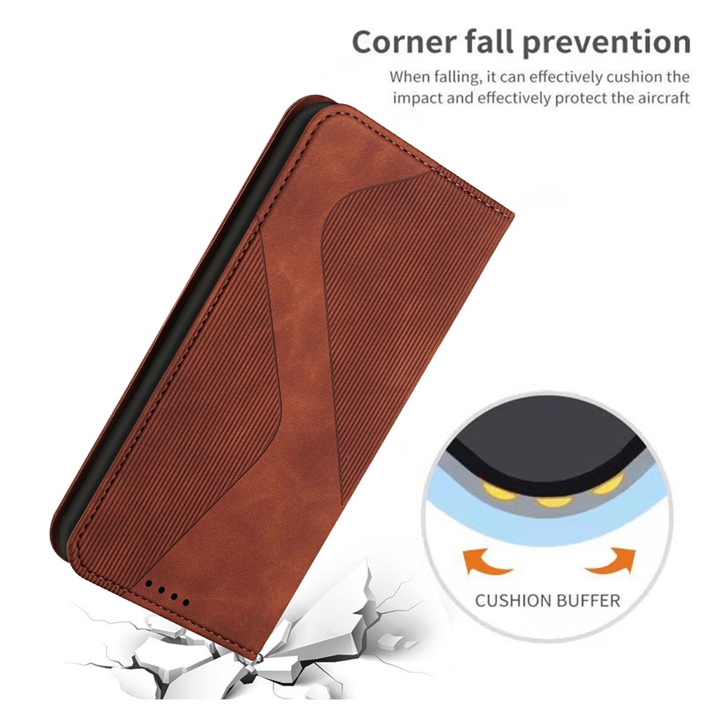 Phone Cover Business Style Skin-touch Feel Wallet Design Case with Stand for Motorola Moto E30/E40 - Brown-9