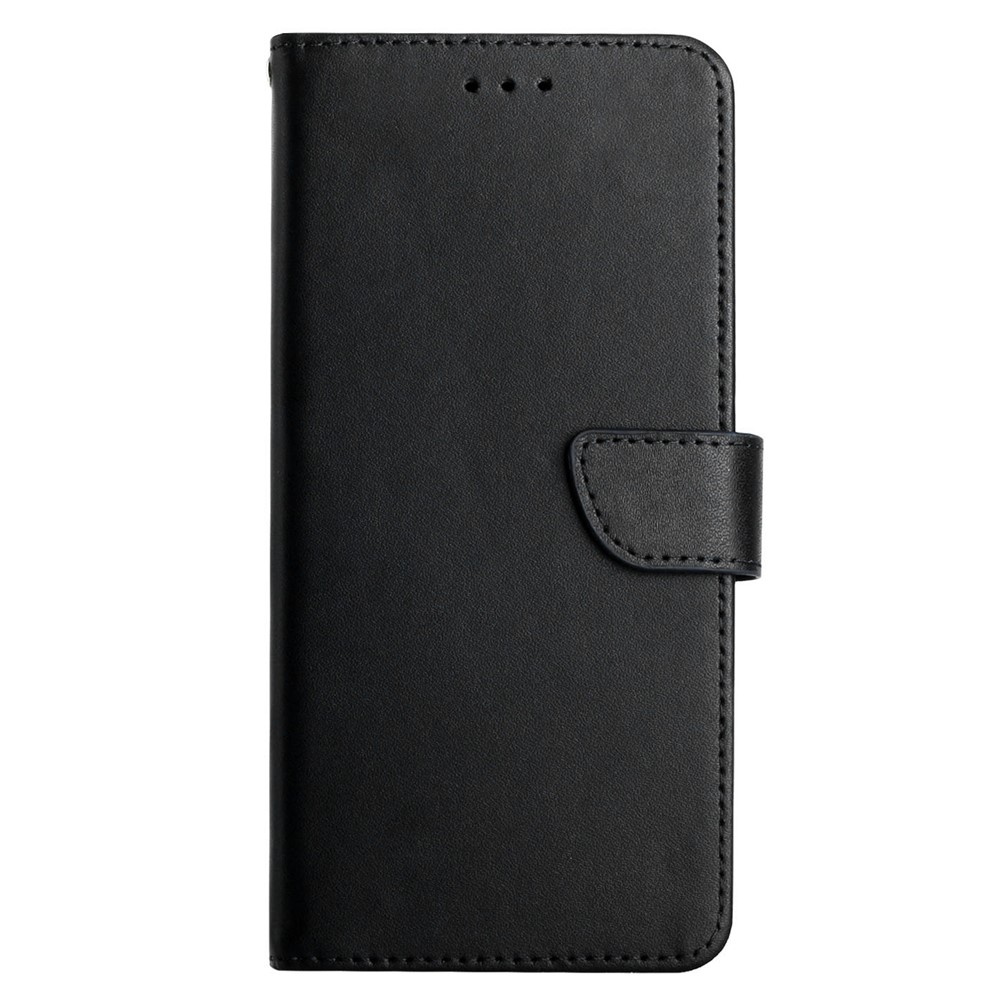 Nappa Texture Shell Genuine Leather Wallet Folio Flip Protective Case with Adjustable Stand for Motorola Moto E7 - Black-8