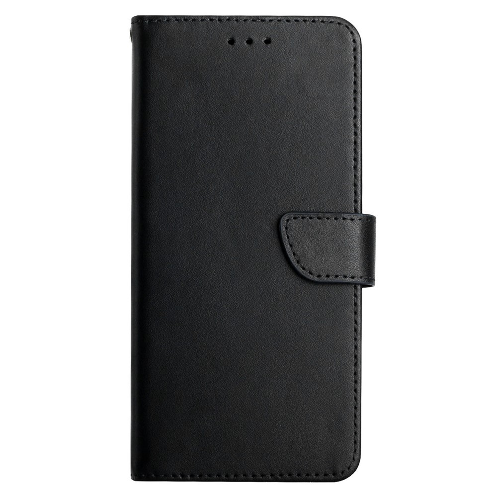 Nappa Texture Genuine Leather Wallet Cover Magnetic Clasp Folio Flip Case with Adjustable Stand for Motorola Moto G9 Power - Black-8