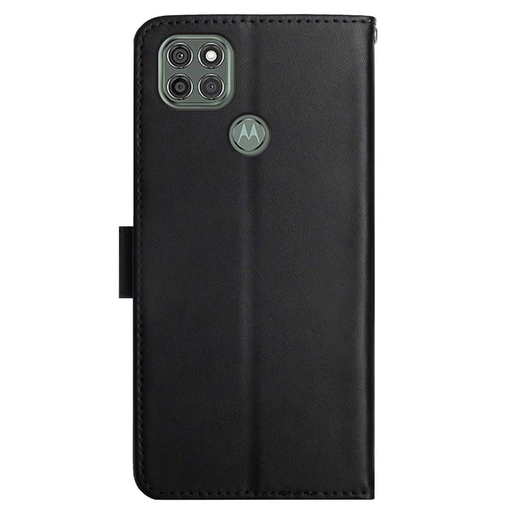 Nappa Texture Genuine Leather Wallet Cover Magnetic Clasp Folio Flip Case with Adjustable Stand for Motorola Moto G9 Power - Black-9