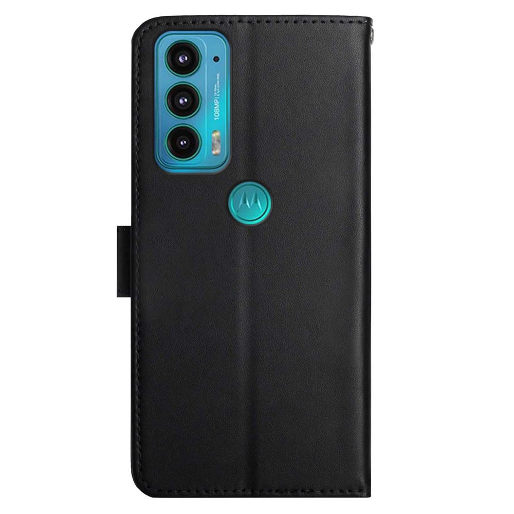 Nappa Texture Genuine Leather Multifunction Wallet Stand Fully Wrapped Protective Phone Case for Motorola Edge 20 - Black-9