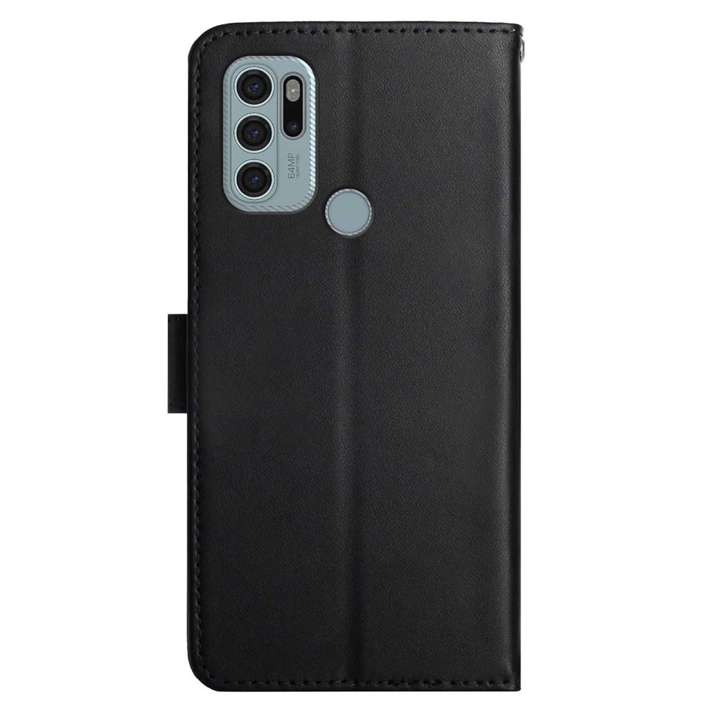 Scratch-proof Nappa Texture Genuine Leather Wallet Stand Protective Phone Case for Motorola Moto G60S - Black-9