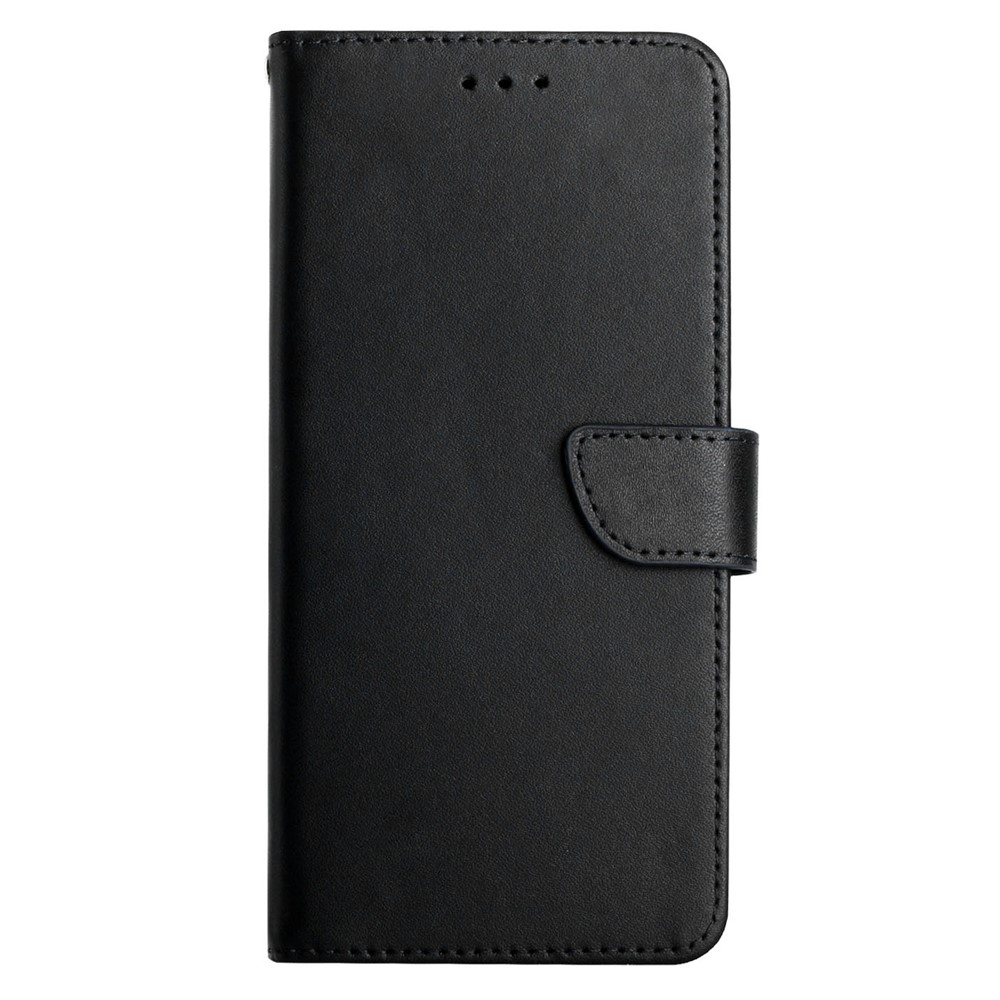 Nappa Texture Mobile Phone Shell Genuine Leather Wallet Stand Protective Case for Motorola Moto E20/E30/E40 - Black-8