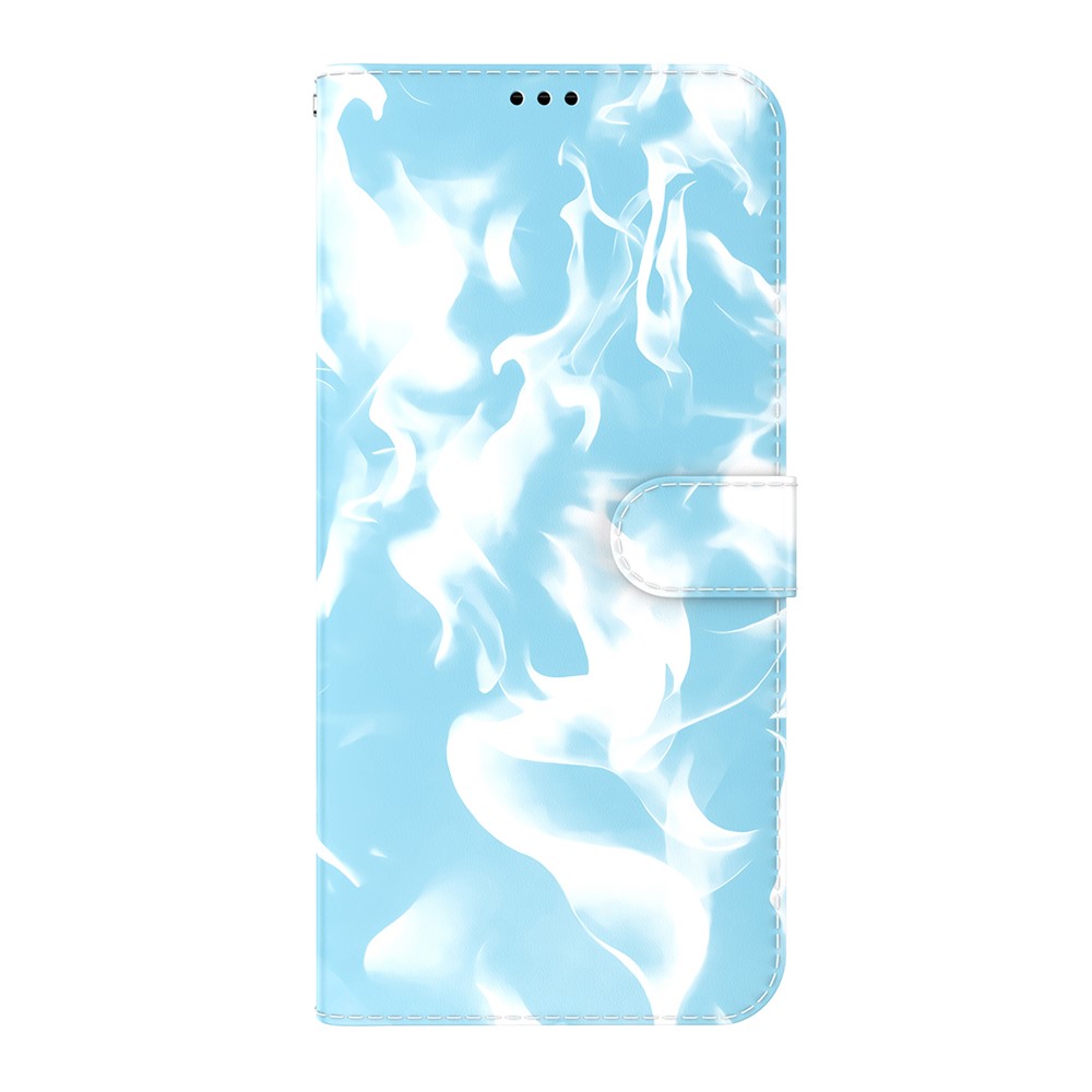 Phone Flip Case Shockproof Phone Cover Stylish Fog Pattern Printing PU Leather Magnetic Closure Flip Folio Wallet for Motorola G Pure - Blue-2