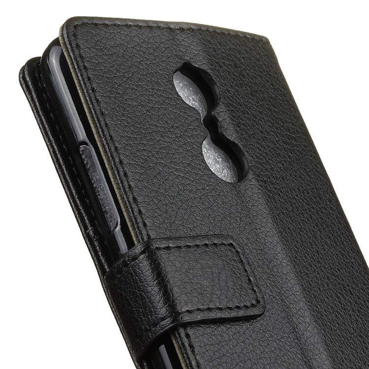 Litchi Skin Leather Wallet Case for Lenovo K6 - Black-3