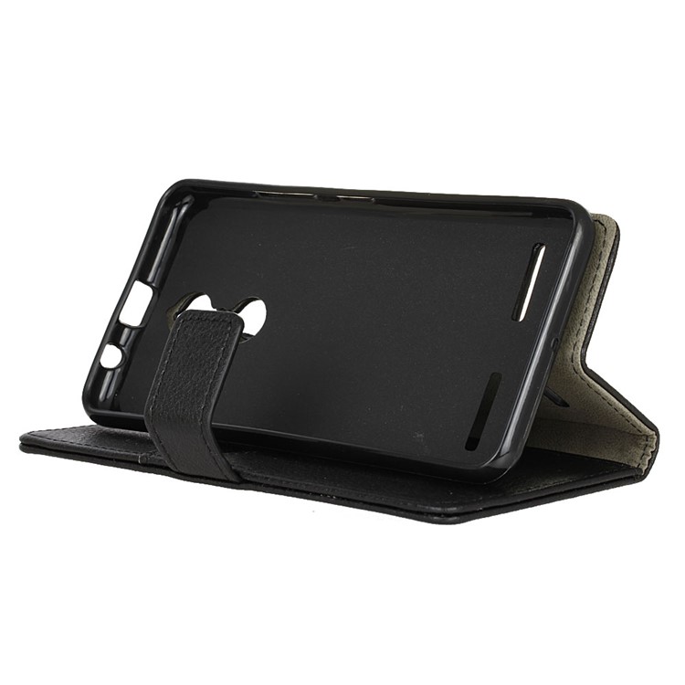 Litchi Skin Leather Wallet Case for Lenovo K6 - Black-5