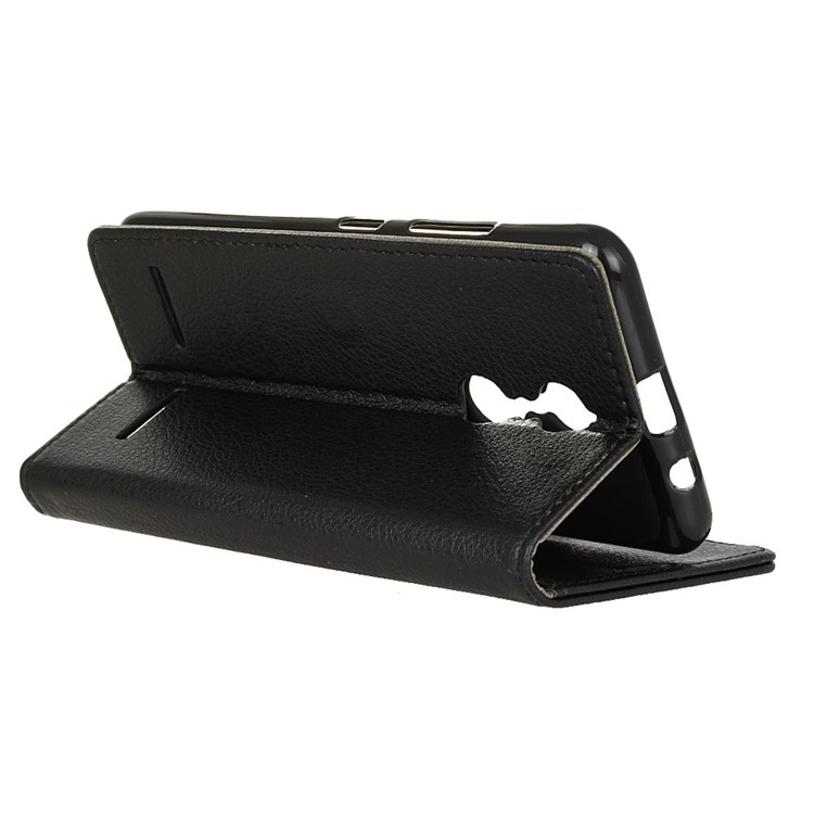 Litchi Skin Leather Wallet Case for Lenovo K6 - Black-6
