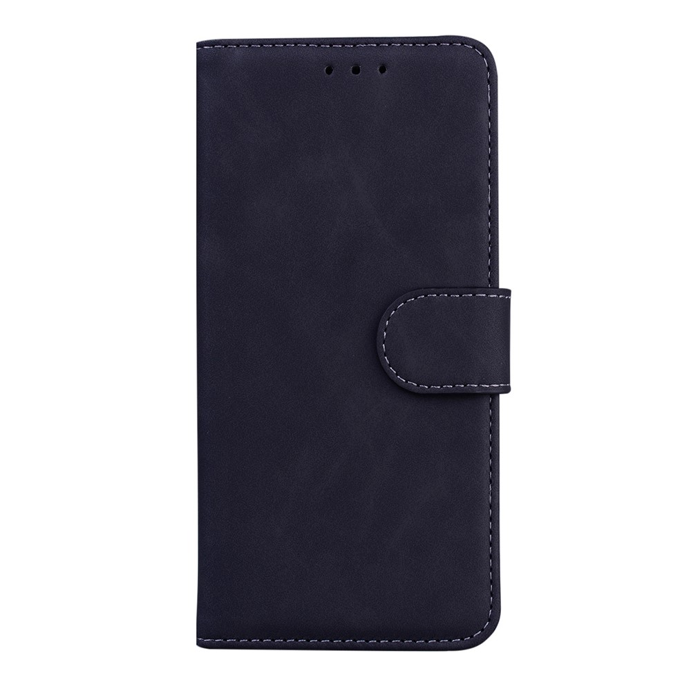 Solid Color Phone Case Premium PU Leather Dual-sided Magnetic Clasp Wallet Flip Cover with Stand for Motorola G Pure - Black-2