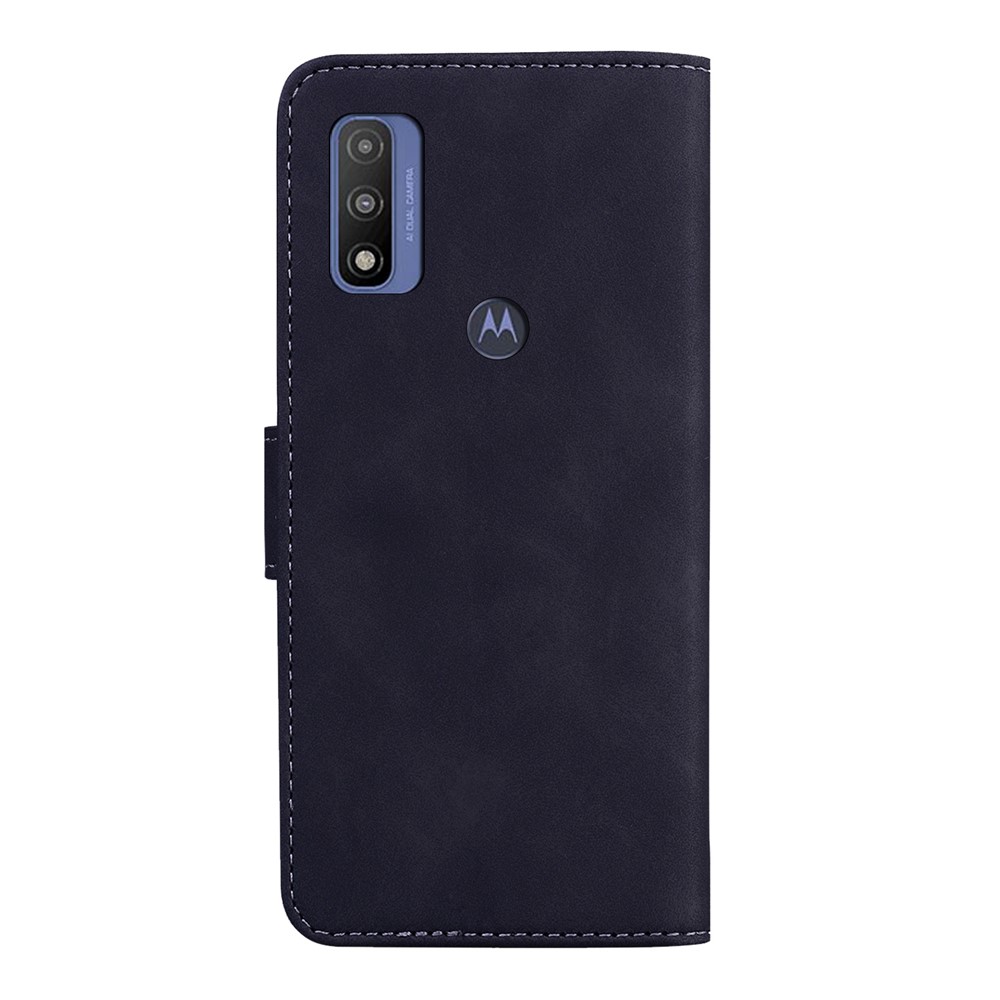 Solid Color Phone Cover Drop-proof Full Protection Premium PU Leather Wallet Design Flip Case with Stand for Motorola Moto E20/E30/E40 - Black-3