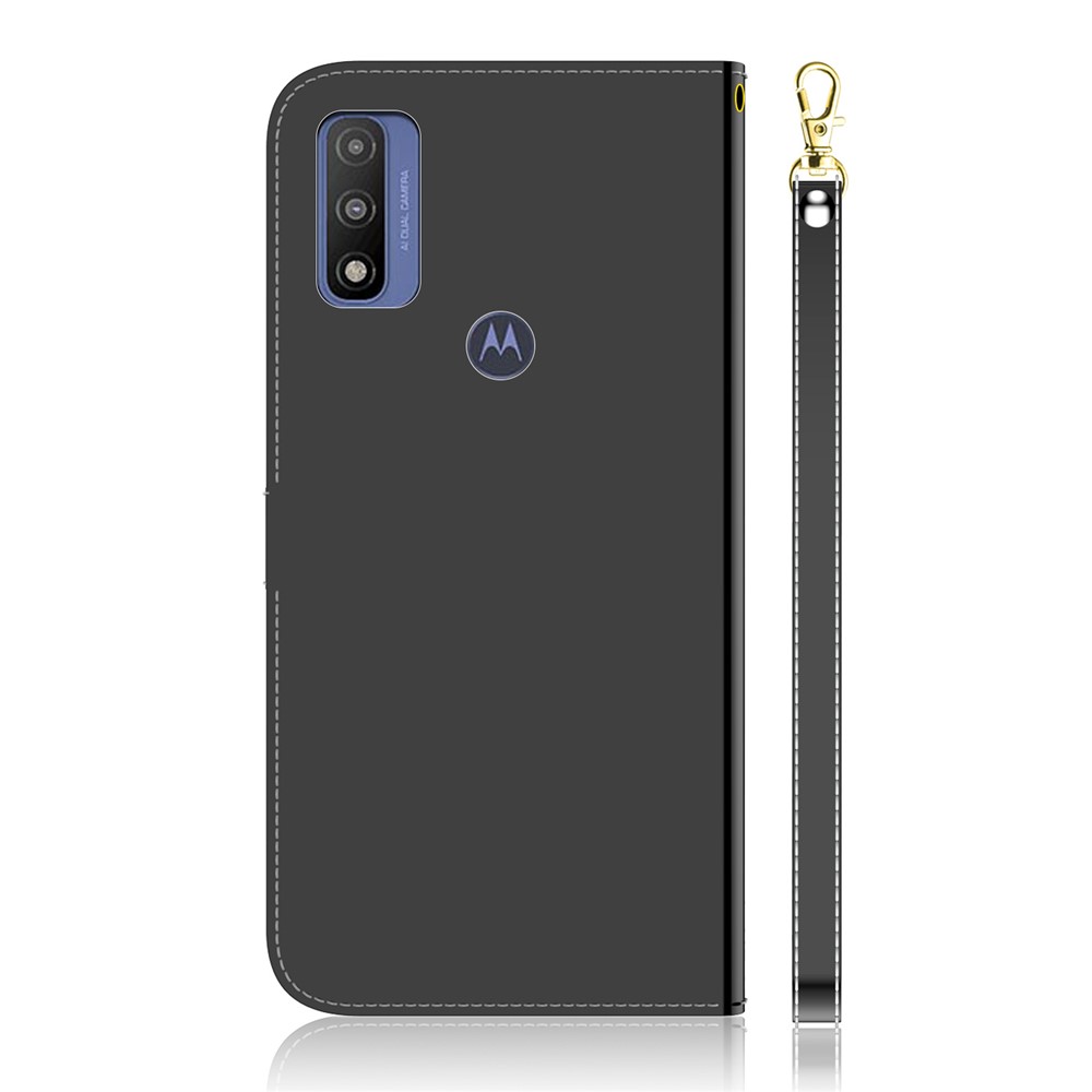 Multifunction Phone Case PU Leather Mirror-like Surface Wallet Stand Phone Cover Shell for Motorola G Pure - Black-3