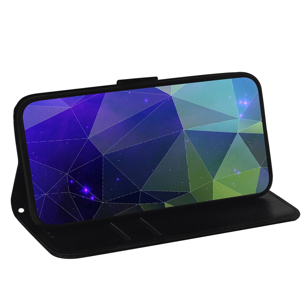 Multifunction Phone Case PU Leather Mirror-like Surface Wallet Stand Phone Cover Shell for Motorola G Pure - Black-5