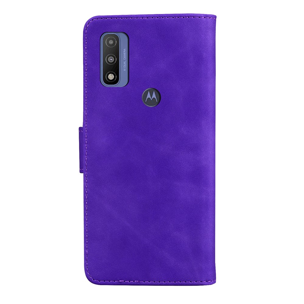 Adjustable Stand Butterfly Printing Skin-touch Leather Wallet Case Phone Cover for Motorola Moto E40/E30/E20 - Purple-3
