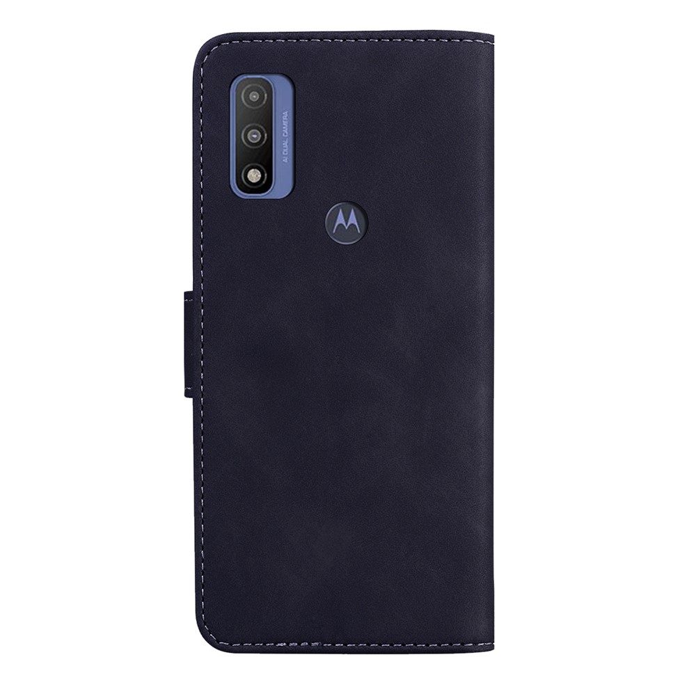 Butterfly Printing Skin-touch Folio Flip PU Leather + TPU Wallet Stand Case Cover for Motorola G Pure - Black-3