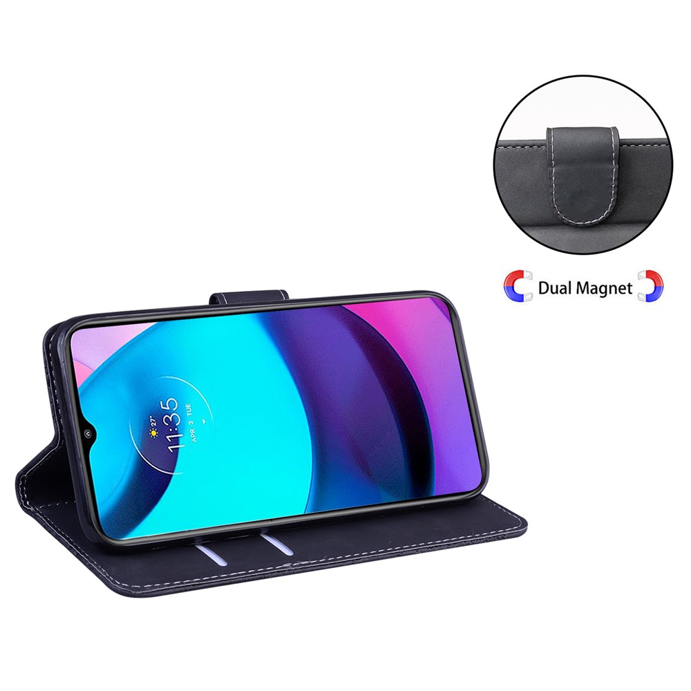 Butterfly Printing Skin-touch Folio Flip PU Leather + TPU Wallet Stand Case Cover for Motorola G Pure - Black-4