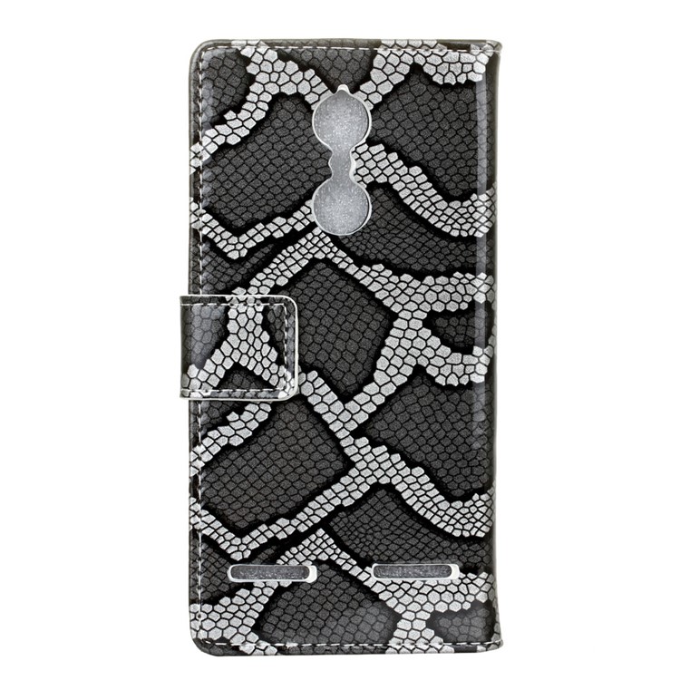 For Lenovo K6 Snake Pattern Stand Wallet Leather Mobile Phone Case - Grey-2