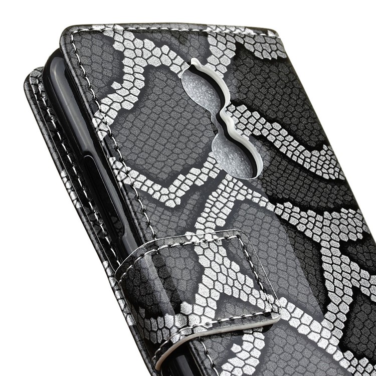 For Lenovo K6 Snake Pattern Stand Wallet Leather Mobile Phone Case - Grey-3
