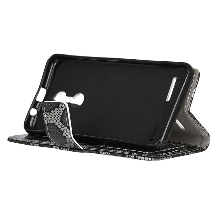 For Lenovo K6 Snake Pattern Stand Wallet Leather Mobile Phone Case - Grey-5