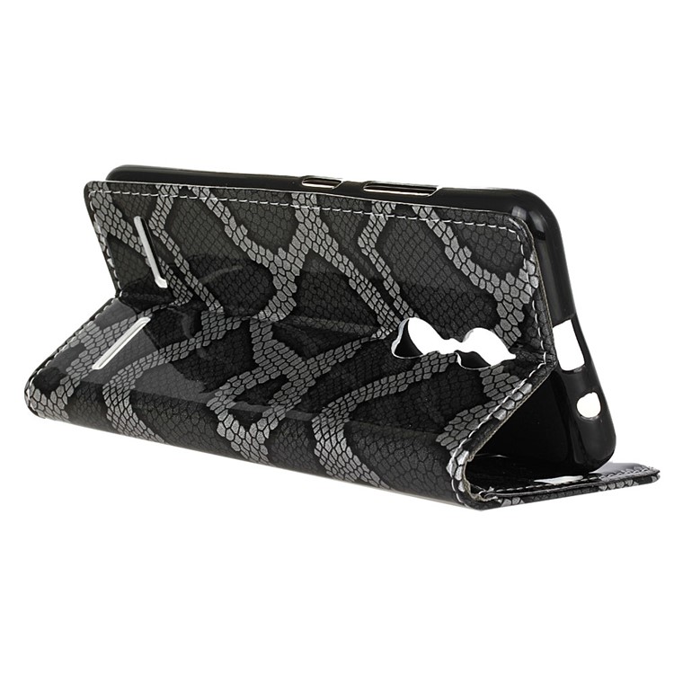For Lenovo K6 Snake Pattern Stand Wallet Leather Mobile Phone Case - Grey-6