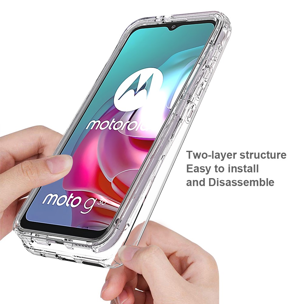 For Motorola Moto G30 Detachable 2-in-1 Design Gradient Color Case Well-protected Clear TPU + PC Phone Cover - Transparent-4