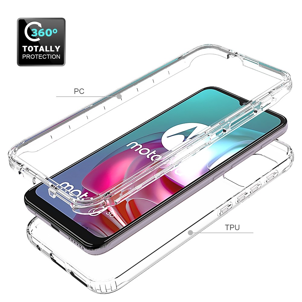 For Motorola Moto G30 Detachable 2-in-1 Design Gradient Color Case Well-protected Clear TPU + PC Phone Cover - Transparent-5