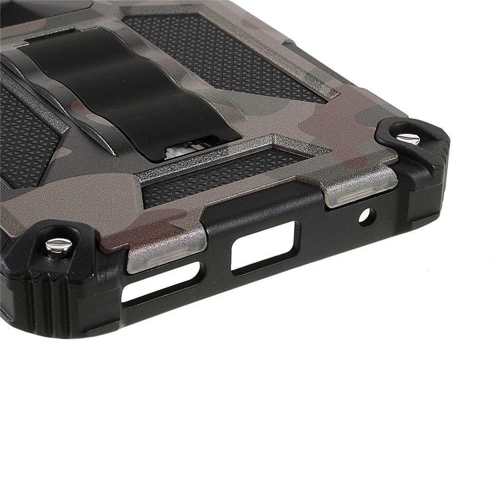 For Motorola G Pure Built-in Kickstand Camouflage Design Shockproof Anti-drop Phone Case Cover - Army Green-5