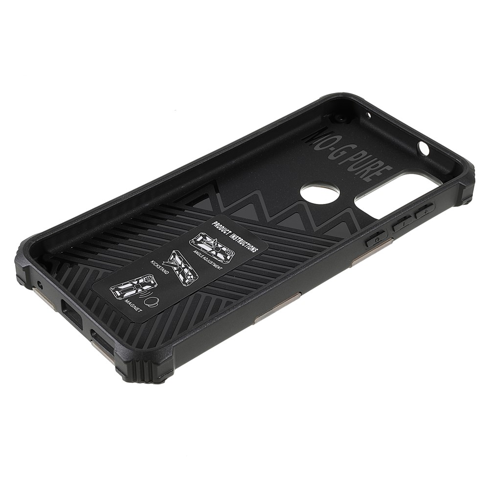 For Motorola G Pure Built-in Kickstand Camouflage Design Shockproof Anti-drop Phone Case Cover - Army Green-8