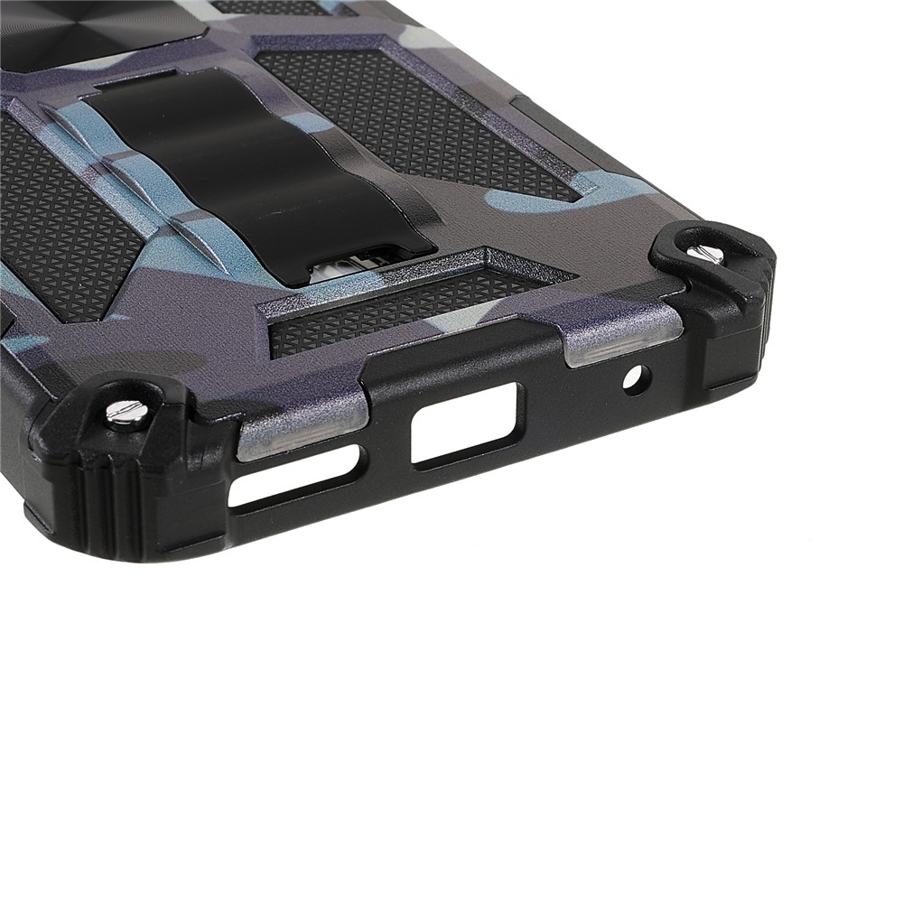 For Motorola G Pure Built-in Kickstand Camouflage Design Shockproof Anti-drop Phone Case Cover - Blue-5