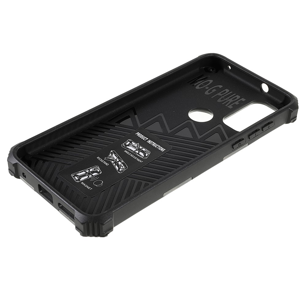 For Motorola G Pure Built-in Kickstand Camouflage Design Shockproof Anti-drop Phone Case Cover - Blue-8
