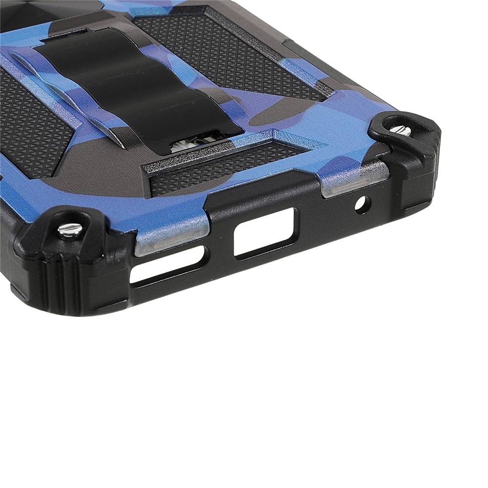 For Motorola G Pure Built-in Kickstand Camouflage Design Shockproof Anti-drop Phone Case Cover - Dark Blue-5