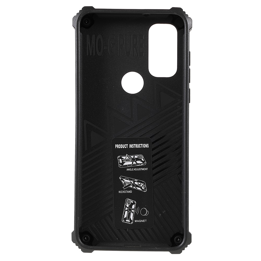 For Motorola G Pure Built-in Kickstand Camouflage Design Shockproof Anti-drop Phone Case Cover - Mint Green-3