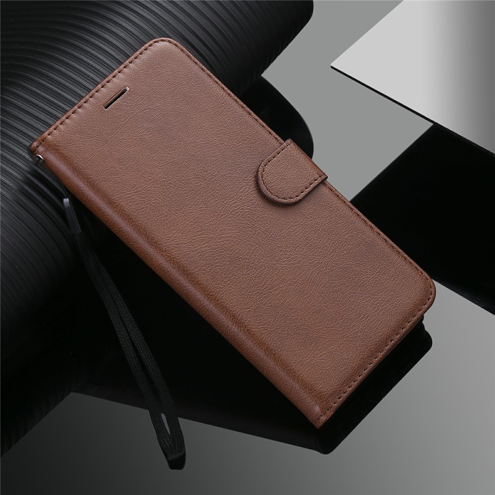 Solid Color Wallet Leather Case Inner Soft TPU Phone Cover with Adjustable Stand for Motorola Moto E40/E30/E20 - Brown-10