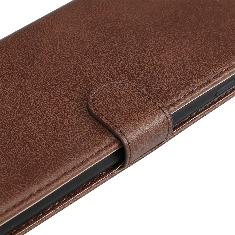 Solid Color Wallet Leather Case Inner Soft TPU Phone Cover with Adjustable Stand for Motorola Moto E40/E30/E20 - Brown-8
