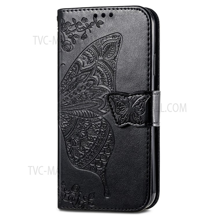 For Motorola Moto G50 5G Phone Covering Stylish Imprinted Butterfly Flower PU Leather + TPU Shockproof Phone Case Flip Stand Cover with Strap - Black-8