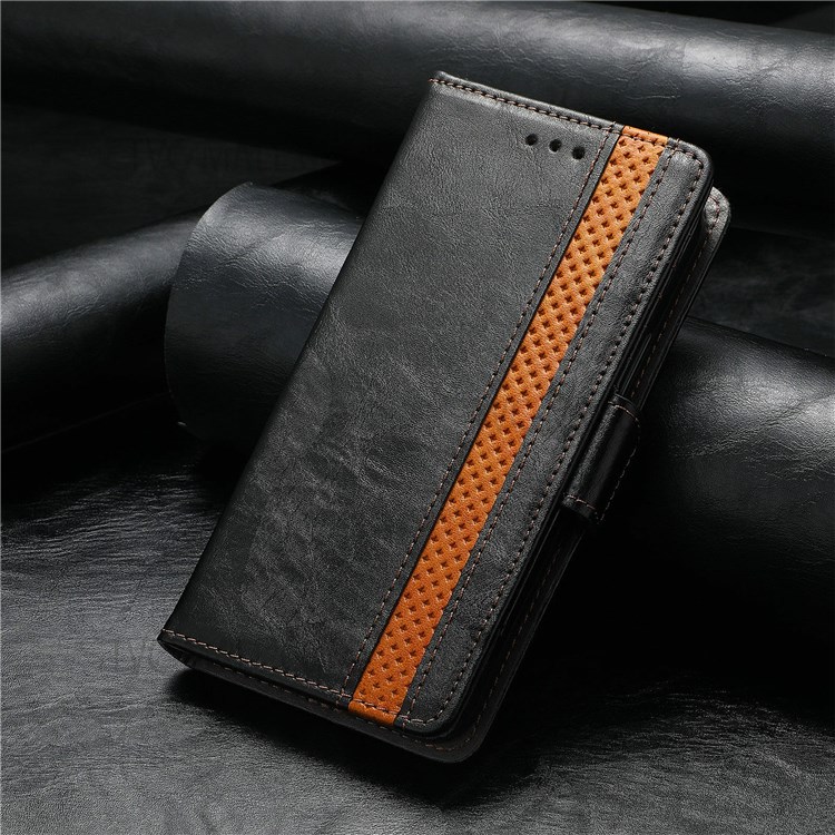 CASENEO 002 Series Business Style Splicing PU Leather RFID Blocking Cover Case with Stand Wallet Feature for Motorola Moto G50 5G - Black-13