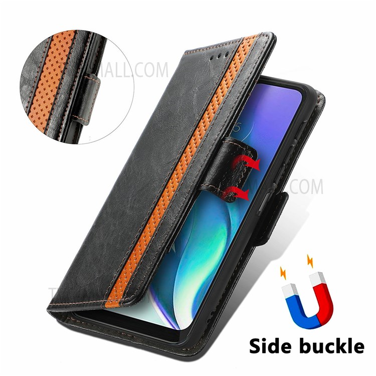 CASENEO 002 Series Business Style Splicing PU Leather RFID Blocking Cover Case with Stand Wallet Feature for Motorola Moto G50 5G - Black-8