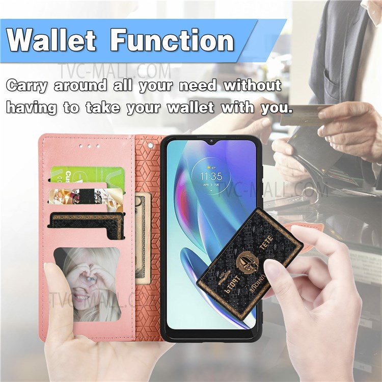Magnetic Flip Dream Wings Pattern Imprinted PU Leather Phone Cover Wallet Stand Protective Phone Case with Strap for Motorola Moto G50 5G - Orange-3