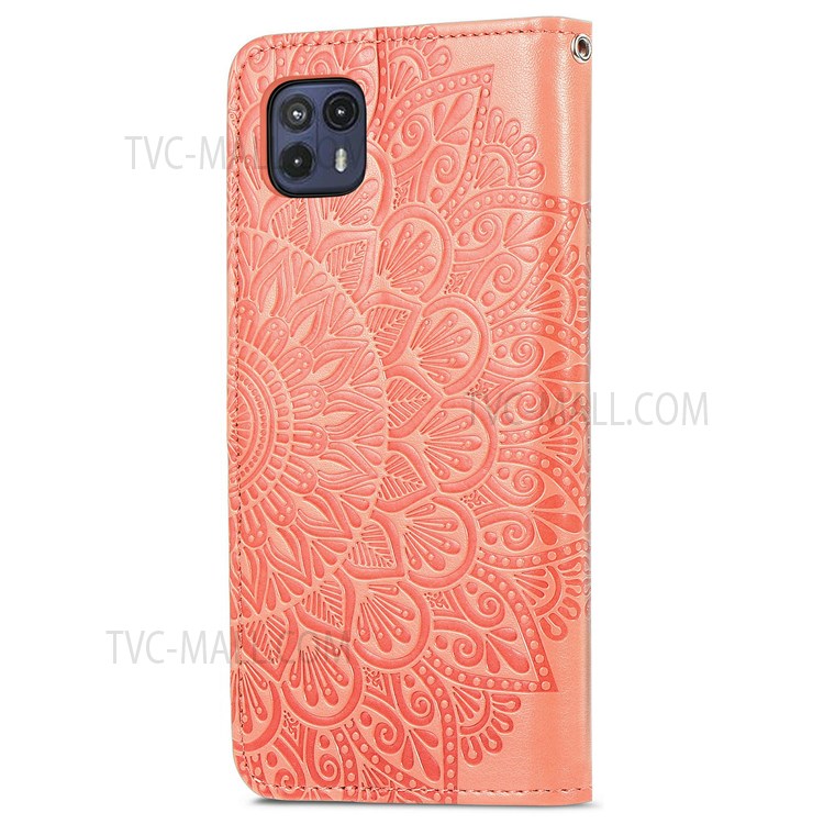 Magnetic Flip Dream Wings Pattern Imprinted PU Leather Phone Cover Wallet Stand Protective Phone Case with Strap for Motorola Moto G50 5G - Orange-8