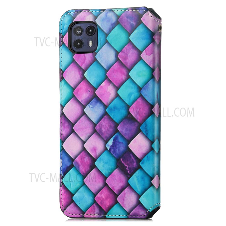 CASENEO 001 Series Anti-scratch Pattern Printing Phone Case Automatic Closing Wallet RFID Blocking Function Leather Phone Stand Cover for Motorola Moto G50 5G - Purple Scale-10