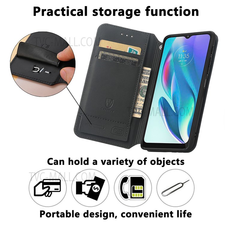 CASENEO 001 Series Anti-scratch Pattern Printing Phone Case Automatic Closing Wallet RFID Blocking Function Leather Phone Stand Cover for Motorola Moto G50 5G - Purple Scale-3