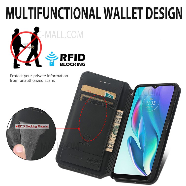 CASENEO 001 Series Anti-scratch Pattern Printing Phone Case Automatic Closing Wallet RFID Blocking Function Leather Phone Stand Cover for Motorola Moto G50 5G - Purple Scale-5